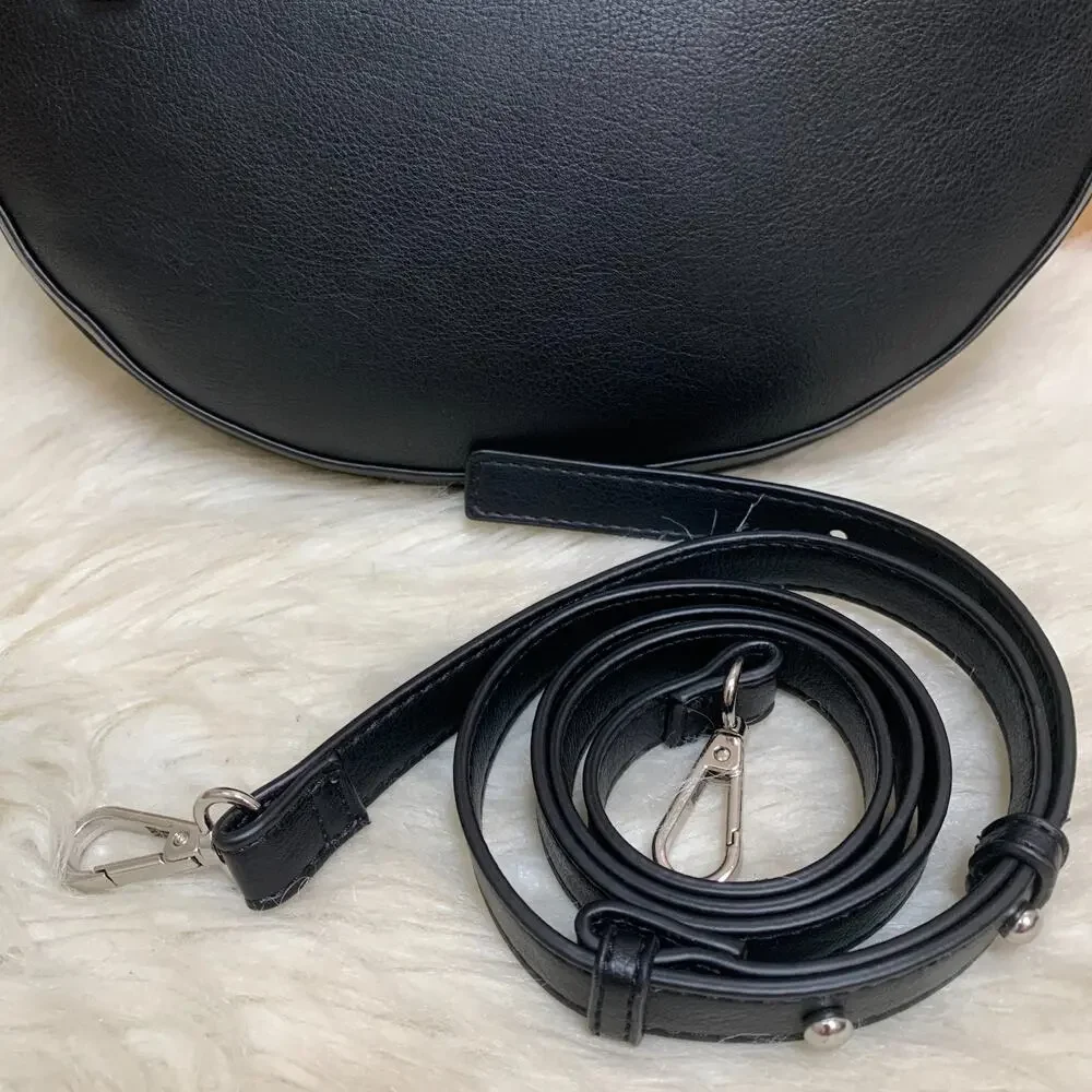 I.N.C. Black Vegan Leather Expandable KOLLEENE Ball Chain Hobo XB